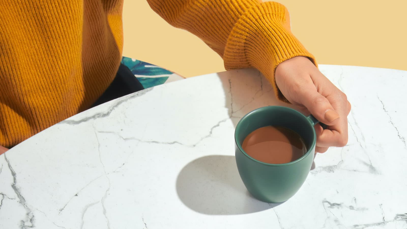 Coffee cup on a marble table